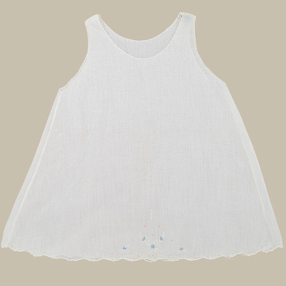 Vintage Midcentury Handmade White Embroidered Dress/Slip Size 1Y Heirloom‎ Style